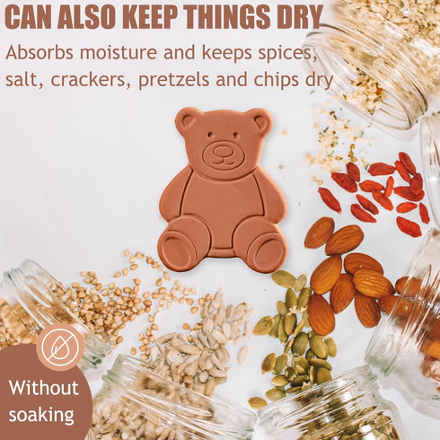Starrth 2PCS Terracotta Brown Sugar Keeper Bear Brown Sugar Saver and Softener Disc to Maintain Food Moisture