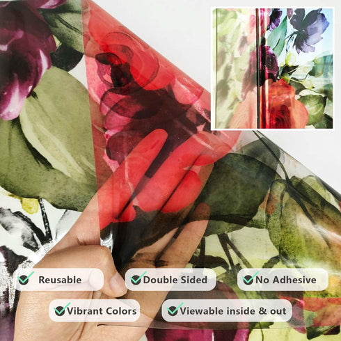 Transparent Leaf Window Sticker, Removable Static Cling Double-Sided Decal for Glass Windows Decor