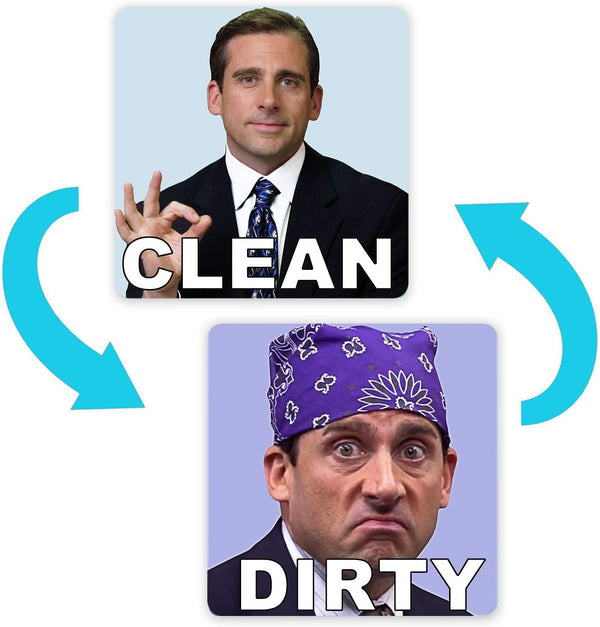 Michael Scott Prison Mike Dishwasher Magnet, Clean Dirty Sign Sticker, Double-Sided Flip with Metal Plate
