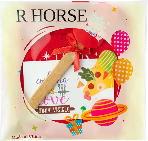 Baking Gift Pot Holder Set - R HORSE 3Pcs Red Pot Holder with Silicone Spatula, Heat Resistant Oven Mitts.