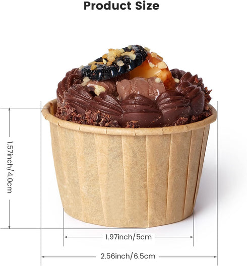 Parchment Brown Cupcake Liners 100pcs Standard Size, Muffin Baking Wrapping Packaging Cups,Holders Paper, Heavy Duty Greaseproof Wrappers for Wedding,Birthday,Party,Gift by Nax Caki