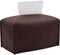 Livelab Dark Brown Tissue Box Cover, Rectangular PU Leather Tissue Box Case Organizer for Vanity, Night Stands, Office