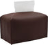 Livelab Dark Brown Tissue Box Cover, Rectangular PU Leather Tissue Box Case Organizer for Vanity, Night Stands, Office