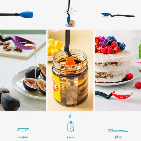 Dreamfarm Mini Supoon Non-Stick Silicone Scraping Cooking Spoon, Jar Scraper Measures 5ml Tsp - Classic Blue