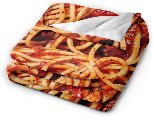 Cozy 50"x40" Tomato Spaghetti Blanket Soft Warm Italian Pasta Throw Blankets for Boys Girls Fuzzy Plush Funny Food