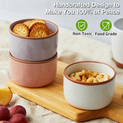 Ramekins Set of 6, 6 oz Oven Safe Porcelain Ramekins, Mini Cheesecake Pans, Dipping Sauce Bowls - Vanilla White