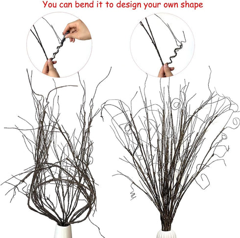 Pursuestar 5Pcs 29.5" Lifelike Dry Willow Branches - Bendable Iron Wires Artificial Floral Flower Stub Stem for DIY