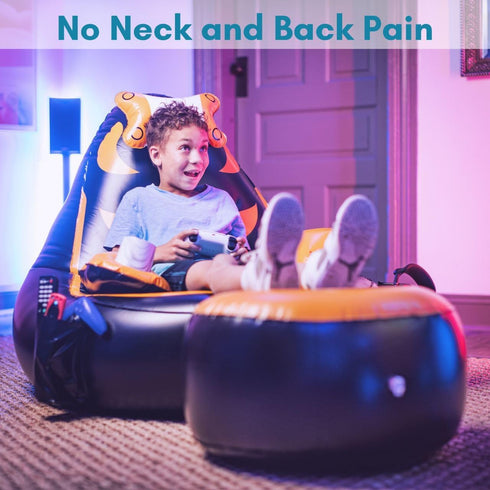 300 lbs, 2 Inflatable Gaming Chair for Kids Supports Up to Includes Air Pump, Cup Holder, Pockets Durable Bean Bag