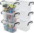 Idotry Mini Plastic Storage Latch Box (6-Pack), 1.5 L Clear Plastic Mini Latch Box