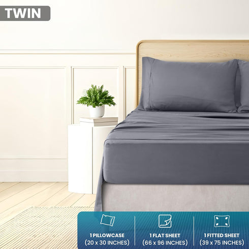 Utopia Bedding Twin Sheets Set - Soft Brushed Microfiber for Twin Size Bed - Includes 1 Fitted, 1 Flat, & 1 Pillow Case