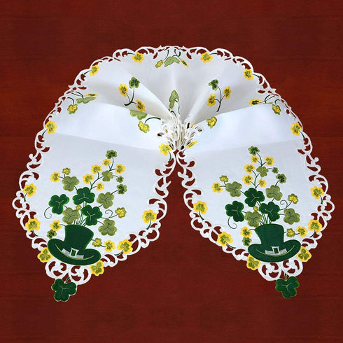 Simhomsen Large Irish Clover Table Runners for St. Patrick’s Day, Embroidered Shamrock Table Scarf, 14 × 105 Inch