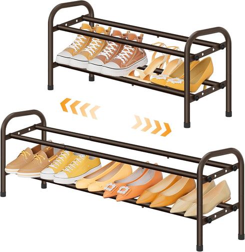 Gewudraw 2 Tier Shoe Organizer, Shoe Rack for Closet, 28 Metal Shelf