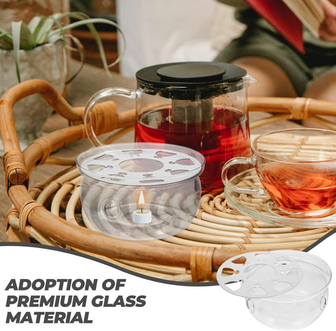 UPKOCH Glass Teapot Warmer, Clear High Borosilicate Glass Tea Kettle Heating Base for Home Kitchen
