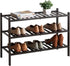 Furshus Shoe Rack, 3-Tier Bamboo Stackable Shoe Shelf Storage Organizer, Shoe Stand for
