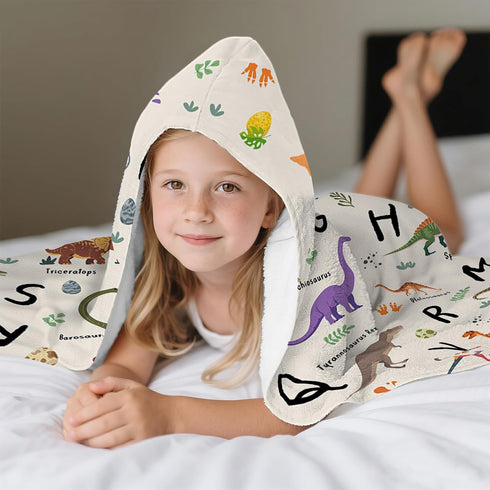 30" 50", Dinosaur Hooded Beach Towel for Kids, Alphabets Hooded Towels for Toddlers x Kids Beach Towels for Pool