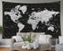 CAPSCEOLL World Map Tapestry Wall Hanging, Black White Large Map Tapestry Home Décor for Bedroom