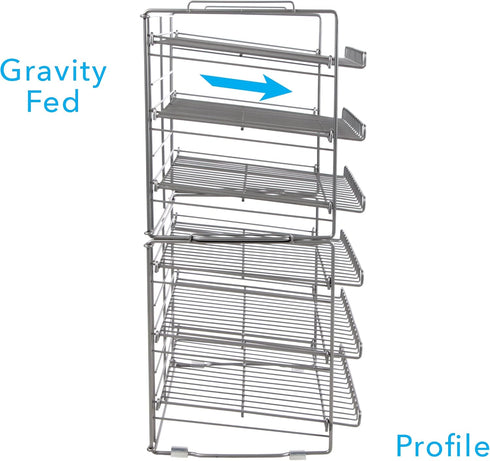 Atlantic Gravity-Fed Compact Double Canrack, Kitchen Organizer, Durable Steel, Silver