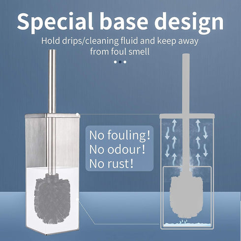 Stainless Steel Toilet Bowl Brush and Holder for Bathroom Storage, Deep Cleaning Covered Brush Cleaner