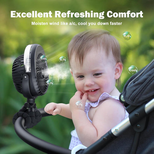 4000mah Baby Stroller Fan, Misting Fan Portable, Baby Boy Newborn Essentials Must Haves, Mist Cooling Spray Fans
