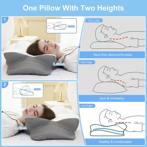 Memory Foam Pillows, Ergonomic Pillow for Neck Pain Relief, Bed Pillow for Sleeping, Cervical Neck Pillow for Side