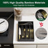 Bellsal Black Utensil Organizer, 10 Inch Silverware Tray for Drawer, Cutlery Organizer with 5 Compartment Small Narrow