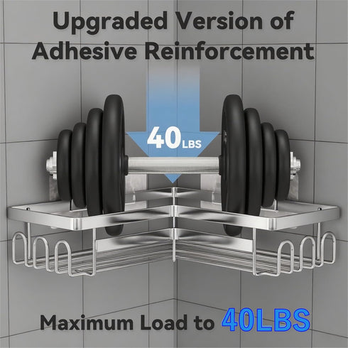 Adhesive Shower Caddy Shelf Organizer Rack,Rustproof Stainless Steel Bathroom Organizer with Large Capacity, No
