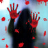 KUUQA 4 Pcs Bloody Handprint Clings - Horror PVC Stickers Decals for Halloween Decorations