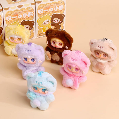 Yooki Cute Plush Pendant Blind Box,Random Vinyl Dolls Surprise Birthday Gifts,Single Mystery Box-Take A Bite of Bear