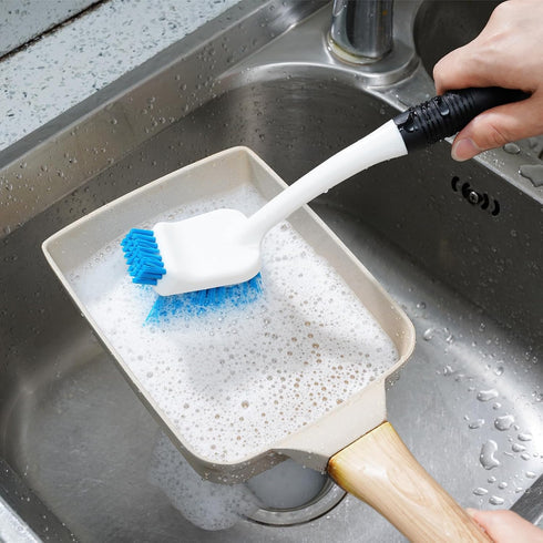 Dish Brush Set of 3, Water Bottle Brush, Dish Scrub Brush, Non-Slip Long Handle for Cleaning Dishes, Sink, Pots, Round