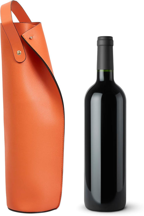 LEVARE Premium Wine Tote Carrier - Elegant, Double-Layered & Durable, Safe Transport of 750ML Wine & Champagne Bottles - Sophisticated and Practical Gift for Wine Connoisseurs(Orange)
