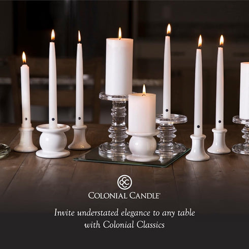 Colonial Candle Unscented Taper Candle, Classic Collection, Red, 8 In, Pack of 12 - Up to 6 Hours Burn