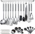 Berglander 38 Pieces Kitchen Utensils Set, Stainless Steel Cooking Utensils with Holder Rack and Hooks for Hanging,