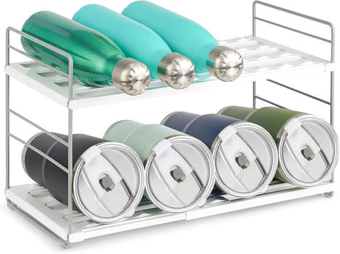 Water Bottle Organizer For Cabinet, Adjustable Tumbler Storage, Expandable Water Bottle Holder