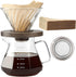 Pour Over Coffee Maker, 20 oz Borosilicate Glass Carafe with 100 pcs V60 Paper Filter, Walnut Handle, Clear