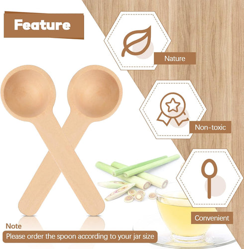50 Sets 3 Inch Baderke Mini Wooden Spoons Small Wooden Spoons Disposable Small Spoons for Spice Jars Wood Spoons