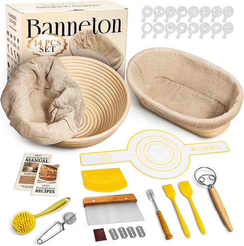 Sourdough Starter Kit, Banneton Bread Proofing Baskets Set, Sourdough Bread Baking Supplies