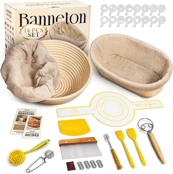 Sourdough Starter Kit, Banneton Bread Proofing Baskets Set, Sourdough Bread Baking Supplies