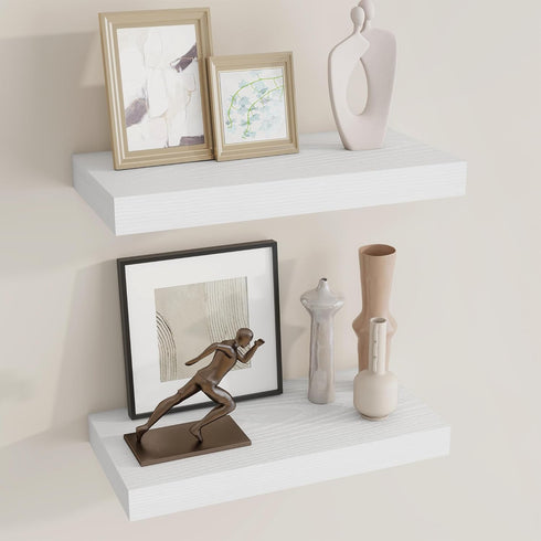 Dreamland 16 Inch Long Floating Shelves in White,6.7 Inch Deep Floating Shelf