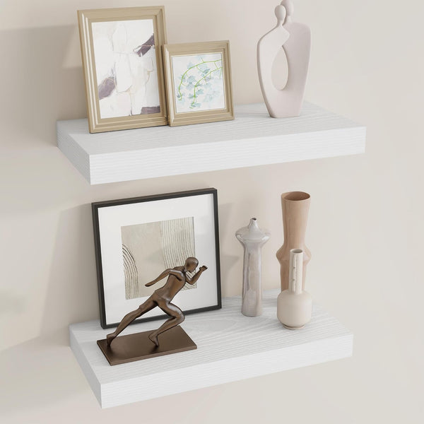 Dreamland 16 Inch Long Floating Shelves in White,6.7 Inch Deep Floating Shelf