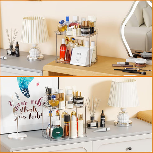 Yieach Counter 2 Counter Clear Acrylic Bathroom Organizers and Storage Tray, Tier Makeup,Perfume,Skincare Organizer