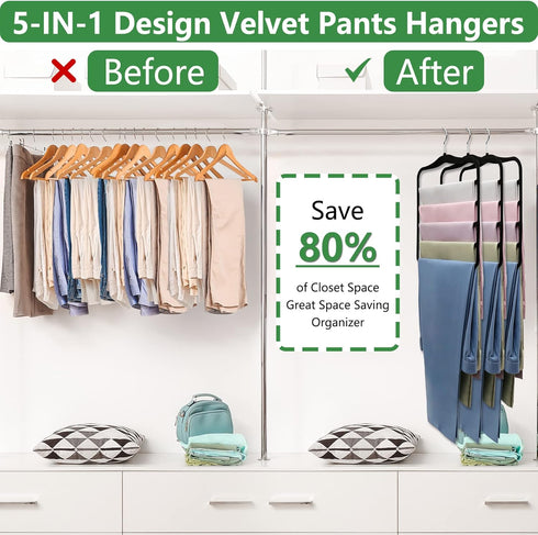Closet Organizers and Storage,3 Pack Organization and Storage Pants-Hangers-Space-Saving,Velvet Hanger for Dorm Room for College Students Girls Boys Guys Hanging Jean Scarf by JUUBAOOPN