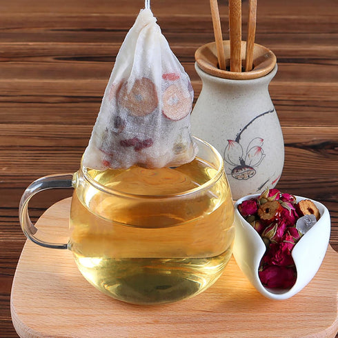 TUZAZO 50 Pack Reusable Tea Bags, Natural Unbleached Cotton Cheesecloth Bags for Straining, Drawstring Muslin Bags