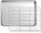 Joyfair 10.4 Inch Toaster Oven Pan with Rack Set, Stainless Steel Cookie Pan, Nonstick Bakeware
