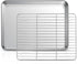 Joyfair 10.4 Inch Toaster Oven Pan with Rack Set, Stainless Steel Cookie Pan, Nonstick Bakeware