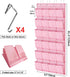 Pink Shoe Organizer Over the Door for Girls Women Kids Room,Hanging Shoe Rack Organizer for Closet Door,Zapateras Storage Holder with 24 Large Pockets & 4 Sturdy Hooks for Shoes,Slippers by homyfort