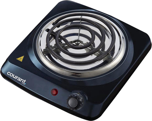 Courant Electric Burner - Single Buffet Countertop Hotplate, 1000W Portable Cooktop, Black