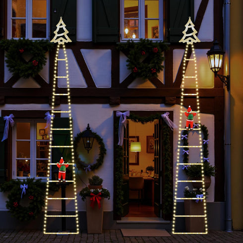 248 8 6H Christmas Ladder Lights with Santa Claus, LED Rope Ladder Light, Lighting Modes & Timer, Waterproof Xmas