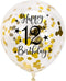 Gold 12th Confetti Latex Balloons, Happy 12 Years Birthday Party Decoration, 12in, 16 Pack