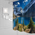 Mountain Lake Shower Curtain with Scenic Print, Blue Sky and White Cloud, Bathroom Decor Set with Hooks (70" W x 70" H)