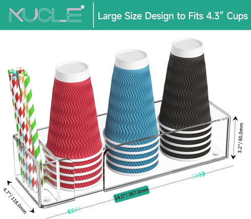 Countertop, 14.5 Inches Coffee Bar Accessories and Organizer, Disposable Cup Holder for Clear Acrylic Storage